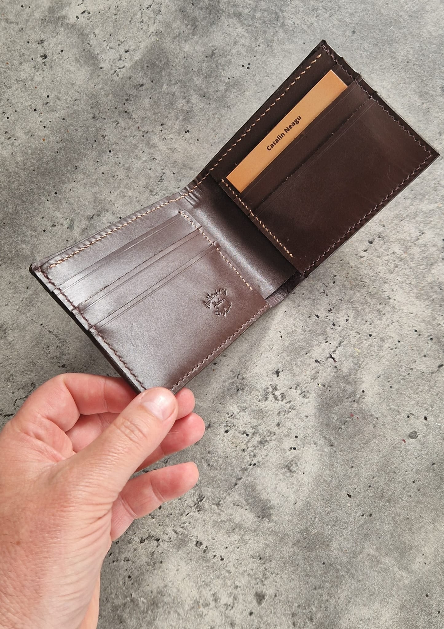 Croco Leather Bifold Wallet- Brown