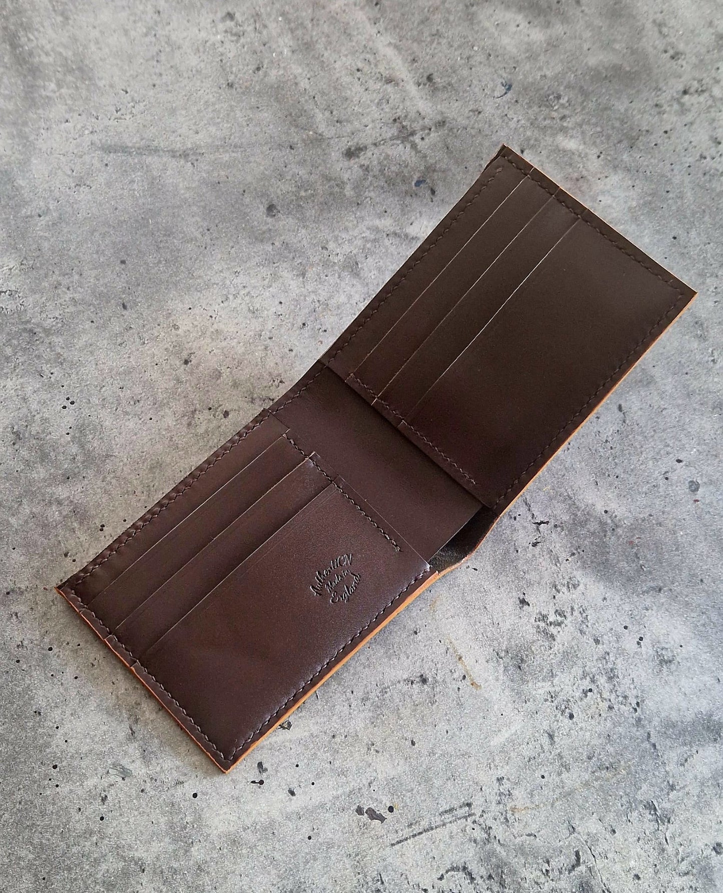 Croco Leather Bifold Wallet- Brown