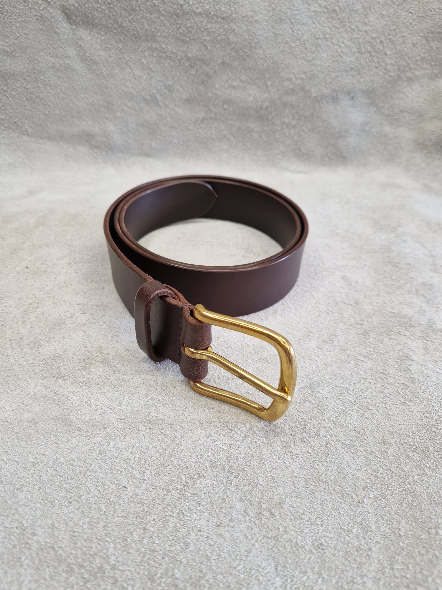 Bridle Leather Belt- Solid Brass