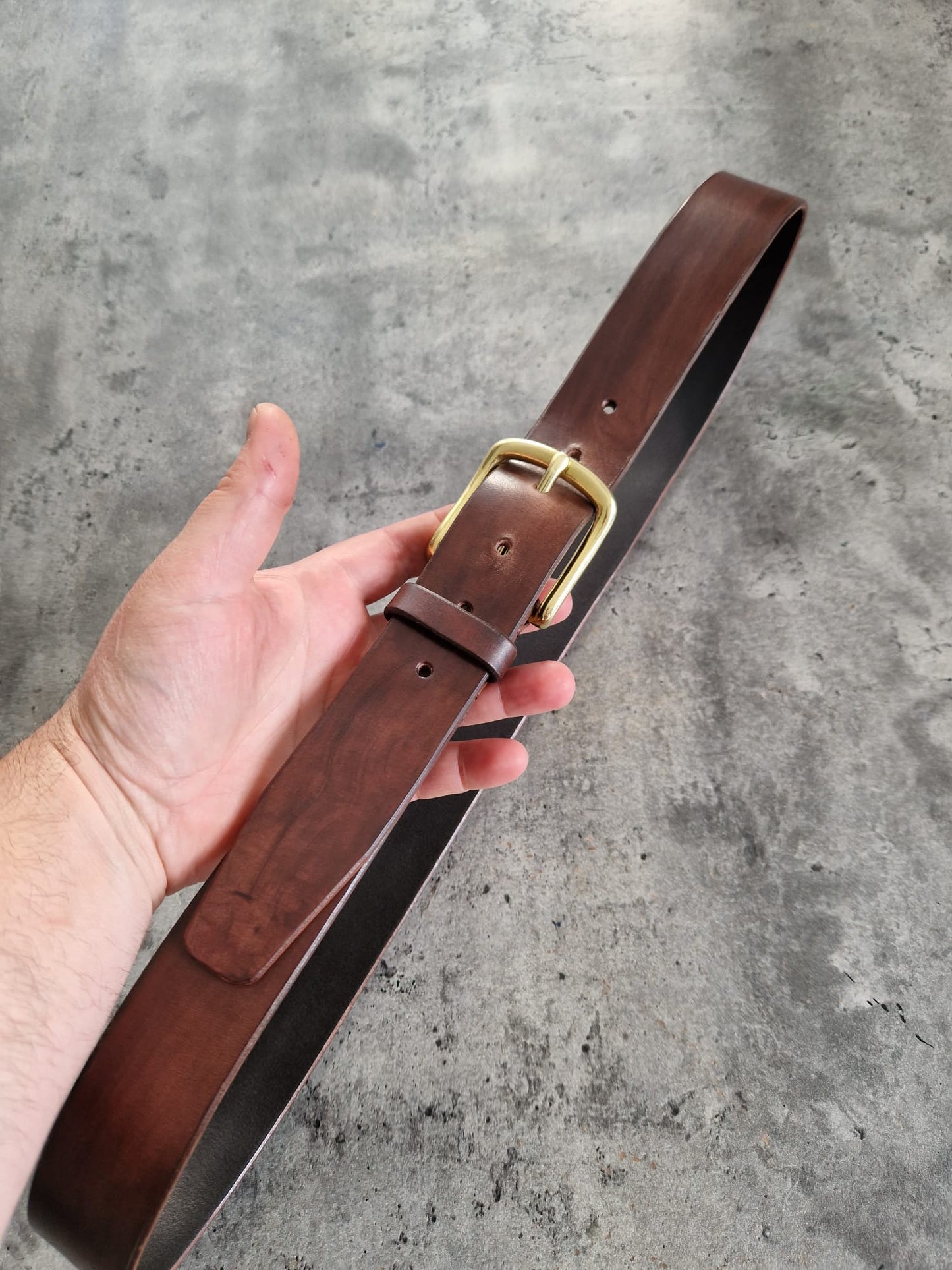 Bridle Leather Belt- Solid Brass