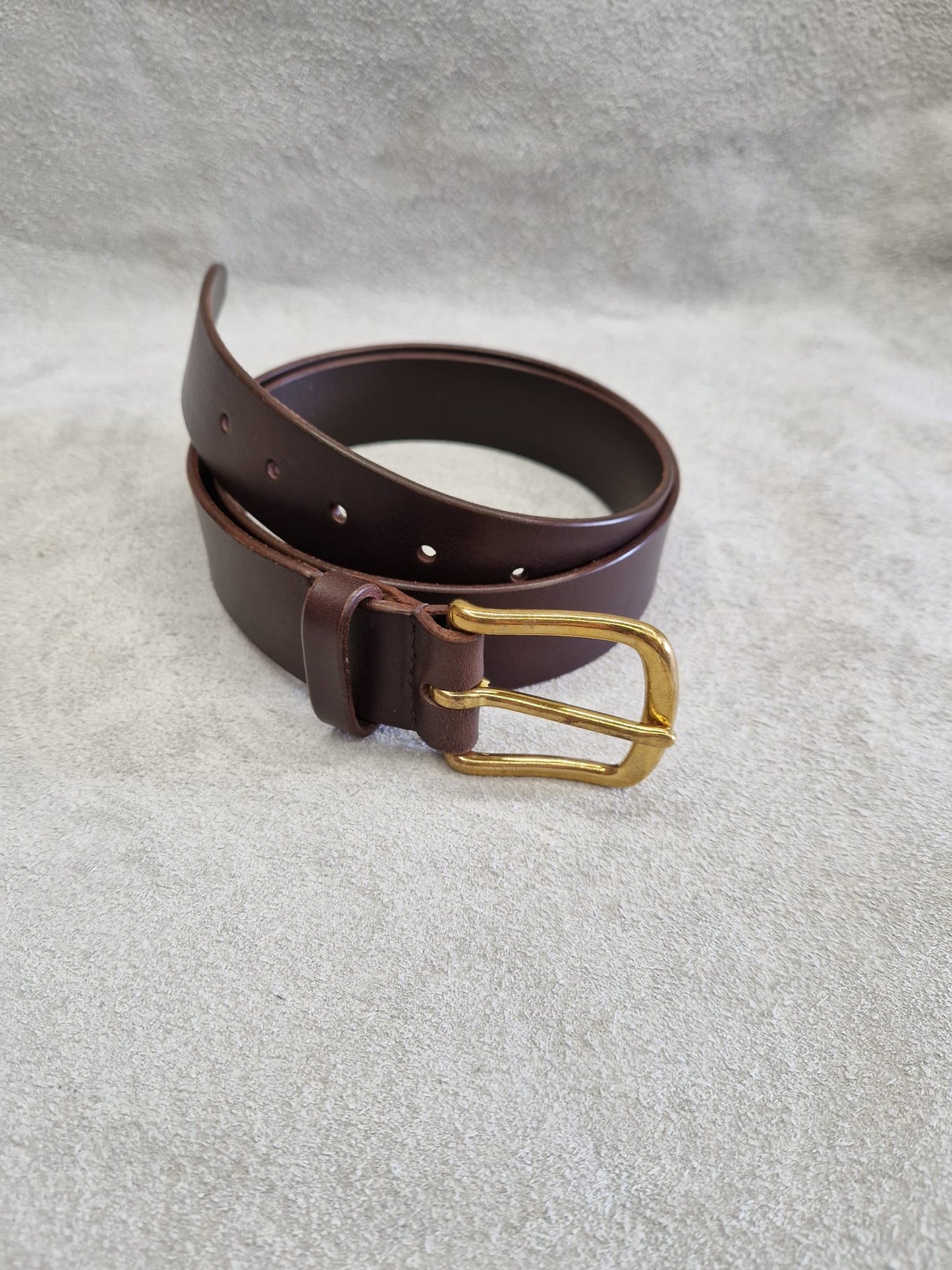 Bridle Leather Belt- Solid Brass