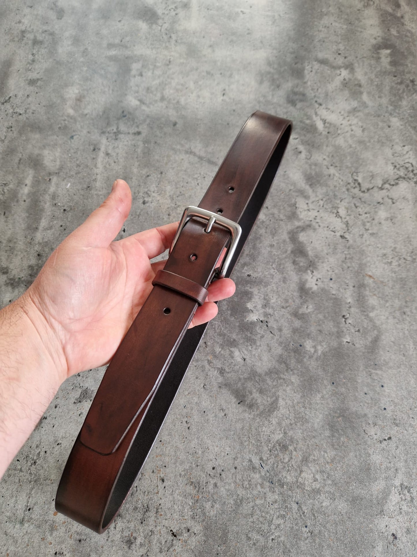 Bridle Leather Belt- Silver Plated