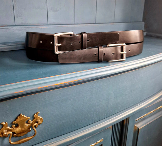 Bridle Leather Belt- Silver Plated