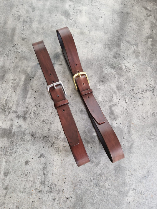 Bridle Leather Belt- Solid Brass