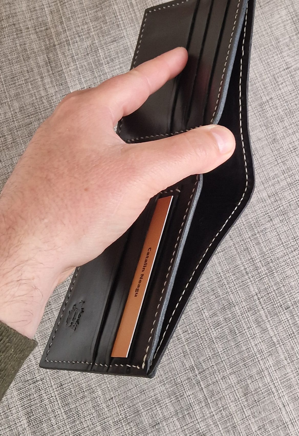 Croco Leather Bifold Wallet- Black