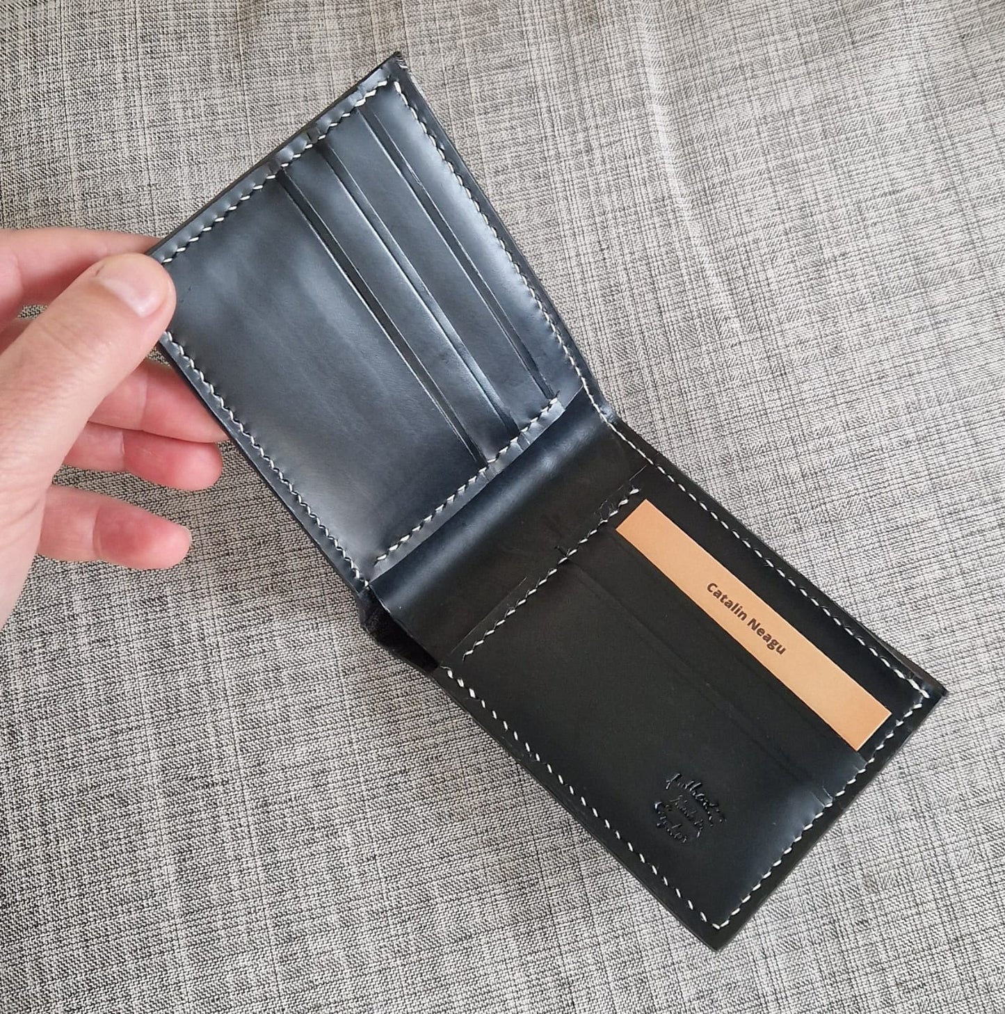 Croco Leather Bifold Wallet- Black