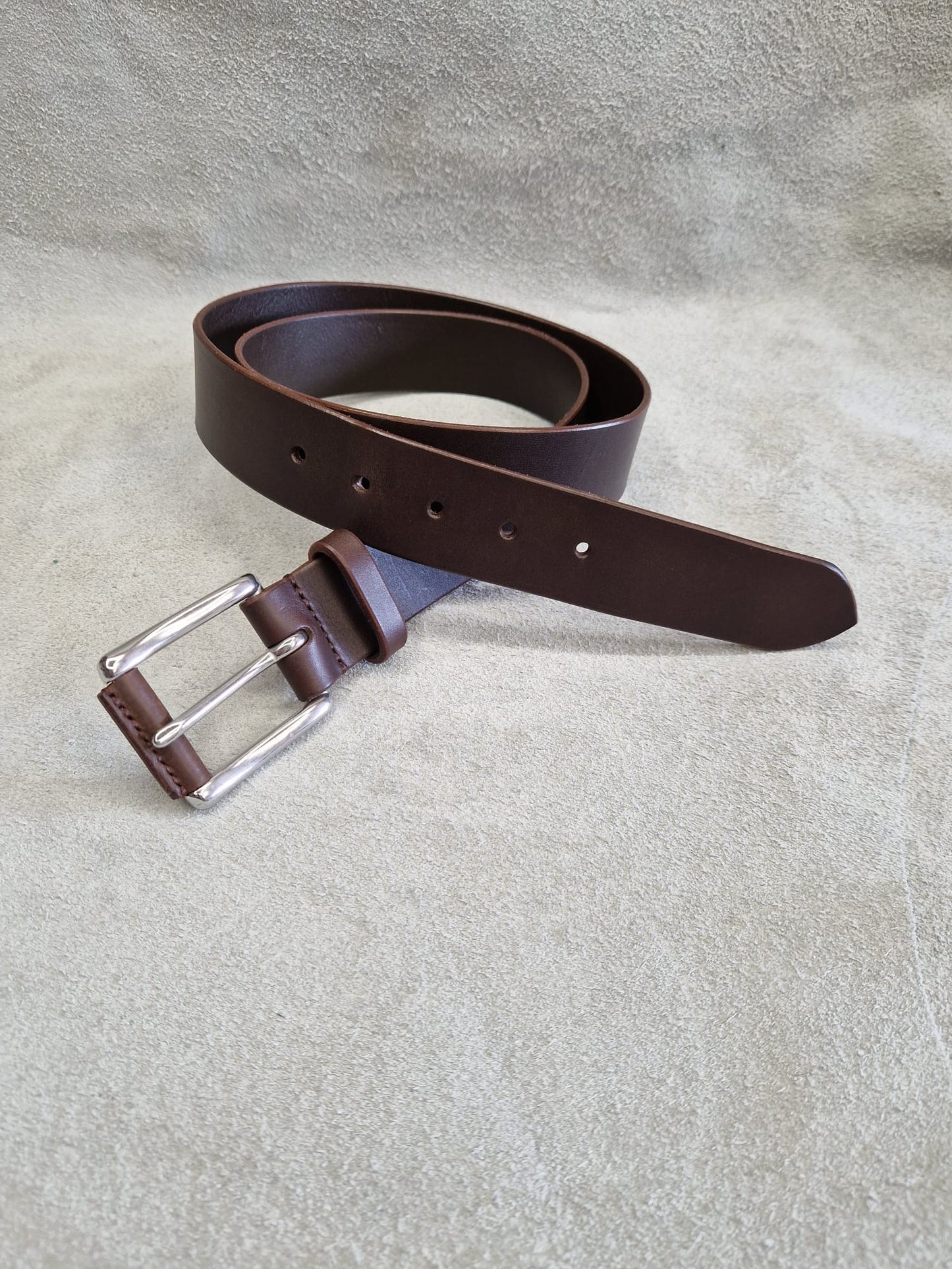 Bridle Leather Belt- Silver Plated