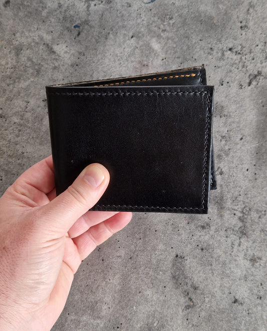 Full Grain Leather Wallet- Black and Yellow